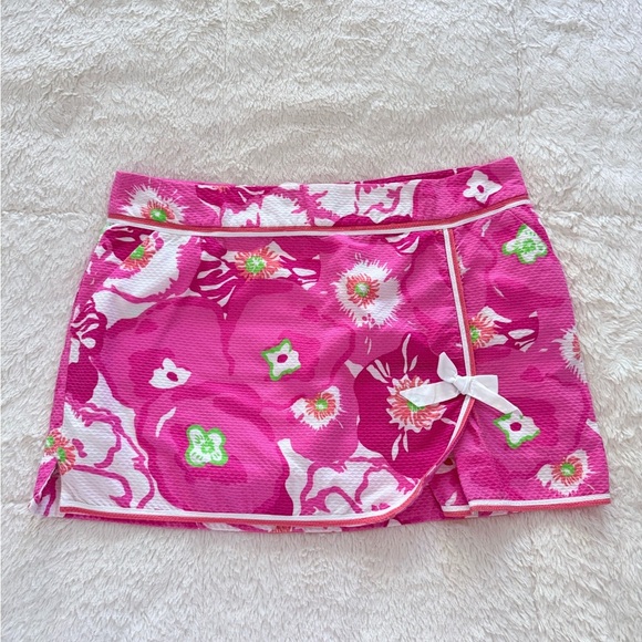 Lilly Pulitzer Pink and White Floral Mini Skirt - Picture 1 of 4